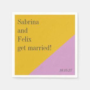 Purple Yellow Geometric Modern Custom Wedding Napkin