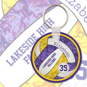purple yellow girls' volleyball keychain team name