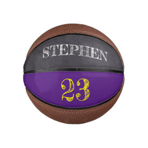 Purple Yellow Gold Personalised Number etching Mini Basketball
