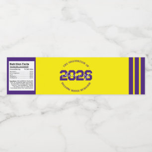 Purple & Yellow Graduation Water Bottle Labels