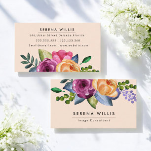 Purple Yellow Green Floral Flowers Business Card