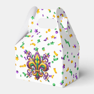 Purple yellow green Mardi Gras fleur de lis Favour Box