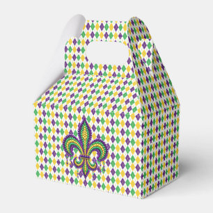 Purple yellow green Mardi Gras fleur de lis Favour Box