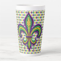 Purple yellow green Mardi Gras fleur de lis