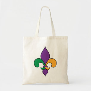 Purple Yellow Green Mardi Gras Fleur de Lis Parade Tote Bag