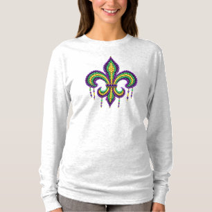 Purple yellow green Mardi Gras fleur de lis T-Shirt