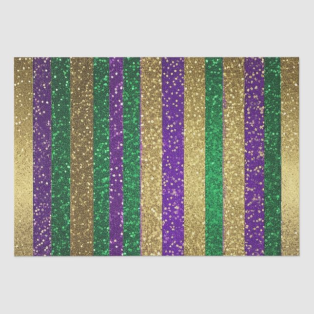 Purple Yellow Green Mardi Gras Glitter Pattern Tissue Paper (Front)