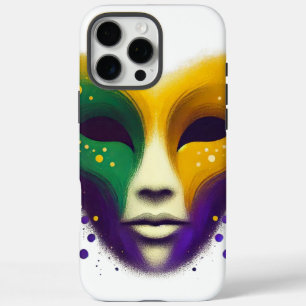 Purple yellow green Mardi Gras mask iPhone 16 Pro Max Case