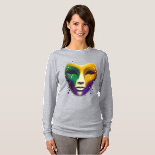 Purple yellow green Mardi Gras mask T-Shirt