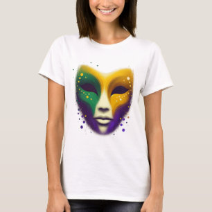 Purple yellow green Mardi Gras mask T-Shirt
