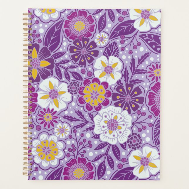 Purple, Yellow & Magenta Floral Planner (Front)