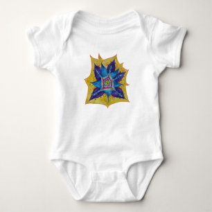 Purple Yellow Mandala Baby Jersey Bodysuit, White Baby Bodysuit