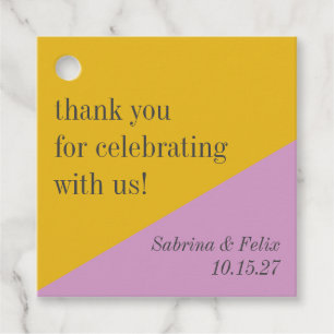 Purple Yellow Modern Custom Wedding Thank You Favour Tags
