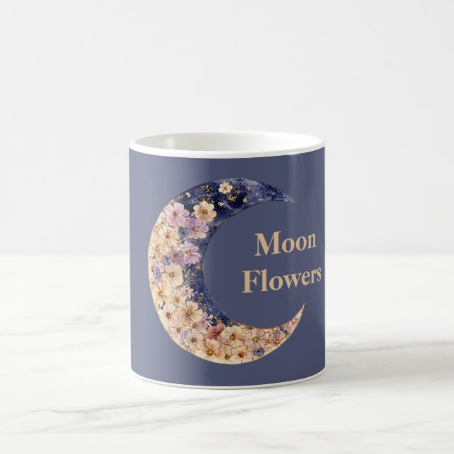 Purple Yellow Moon Flowers Coffee Mug (Center)