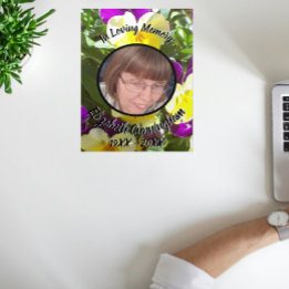 Purple Yellow Pansies Patch Five Photo Memorial  Tri-Fold Announcement