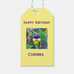 Purple & Yellow Pansy Birthday Gift Tags
