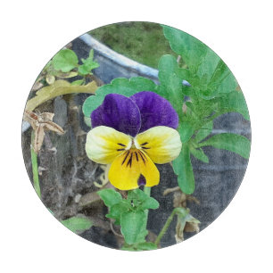 Purple & Yellow Pansy Cutting Board