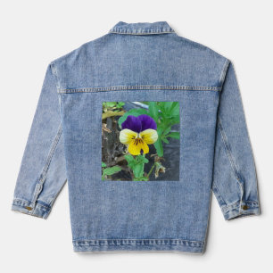 Purple & Yellow Pansy Denim Jacket