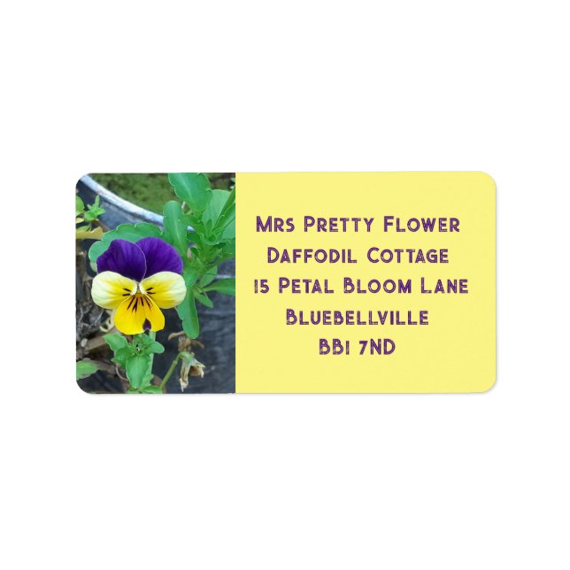 Purple & Yellow Pansy Label (Front)