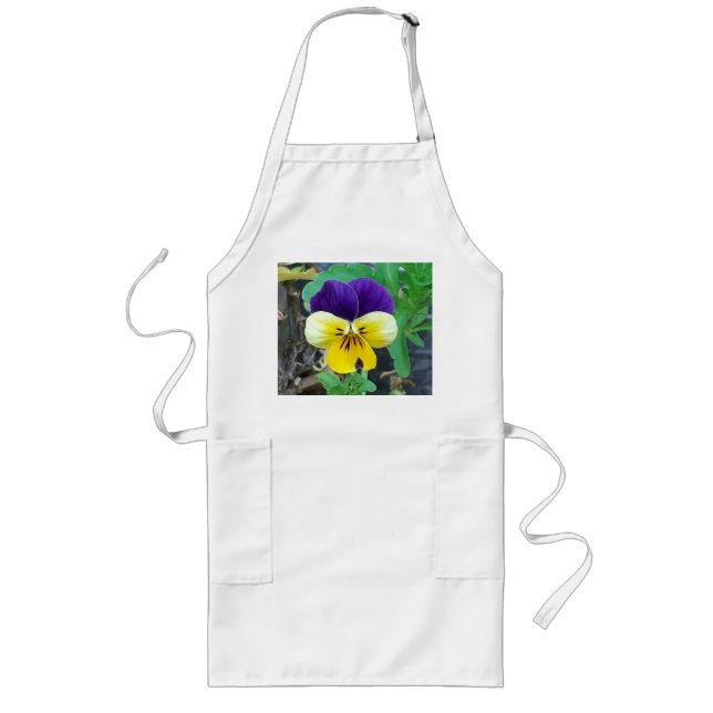 Purple & Yellow Pansy Long Apron (Front)