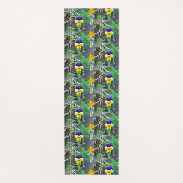 Purple & Yellow Pansy Yoga Mat (Front)