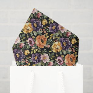 Purple Yellow Pink Flowers Bridal Shower Tissue Paper