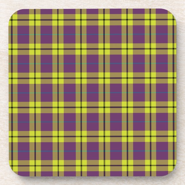 Purple & Yellow Plaid Coaster (Front)