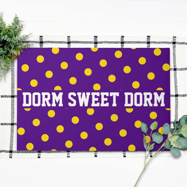 Purple Yellow Polka Dot Dorm School Football Home Doormat (Creator Uploaded)
