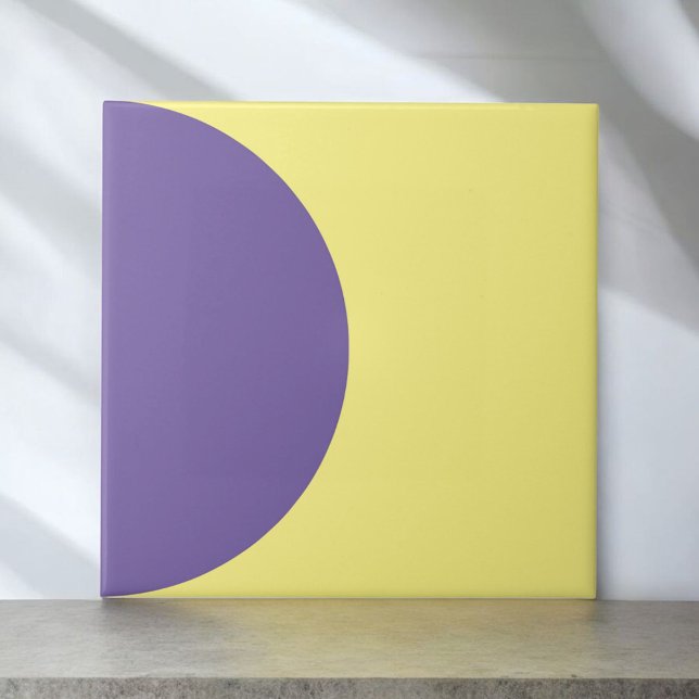 Purple Yellow Retro Half Circle Mid Century Modern Tile (Creator Uploaded)