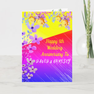 Purple & Yellow Rose Modern Boho Anniversary    Invitation