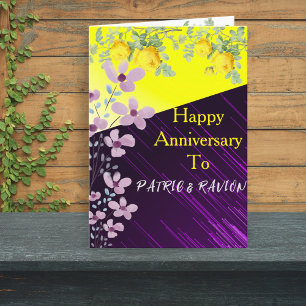 Purple & Yellow Rose Modern Boho Chic Floral Neon  Invitation