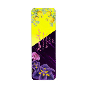Purple & Yellow Rose Modern Boho Colourful Floral 