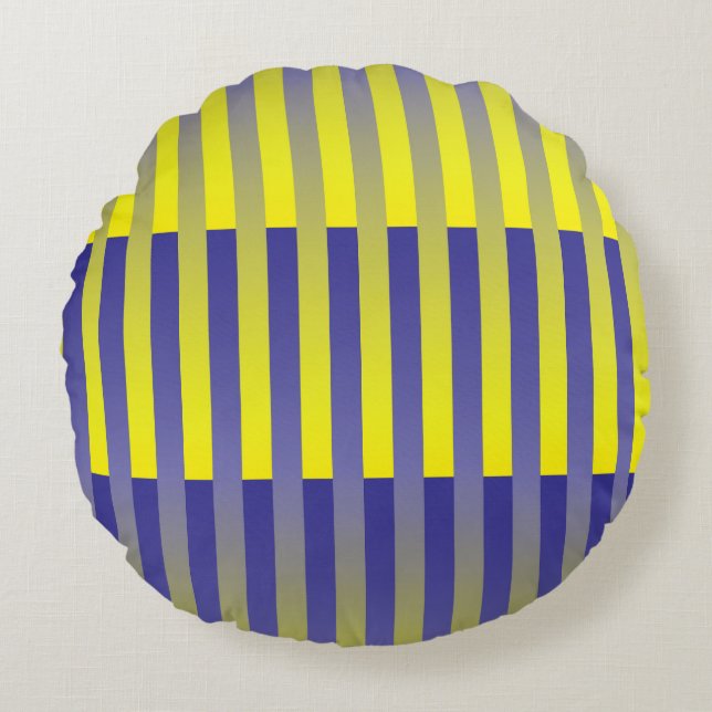 Purple Yellow Striped Pattern Round Cushion (Front)