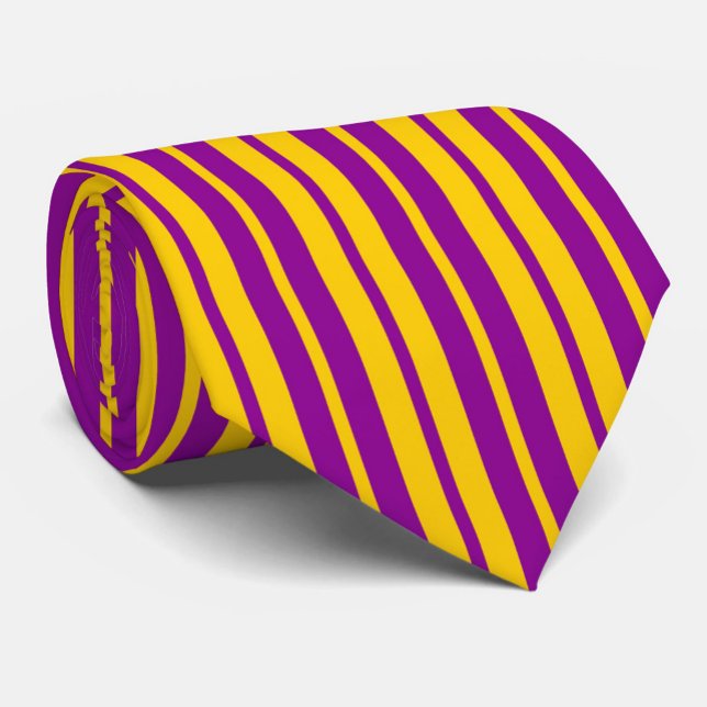 Purple Yellow Stylish Stripes Pattern Design  Tie (Creator Uploaded)
