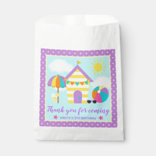 Purple & Yellow Summer Beach Hut Birthday Favour Bags