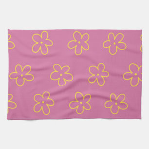 Purple Yellow Tropical Floral Botanical Spring Tea Towel