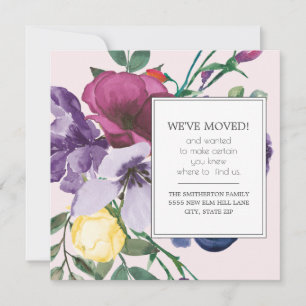 Purple Yellow Watercolor Floral Pink New Address