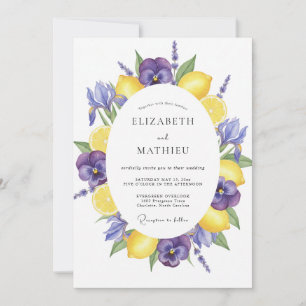 Purple Yellow Watercolor Floral Wedding Invitation