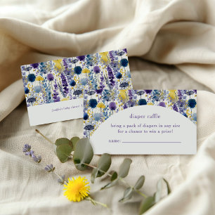 Purple Yellow Watercolor Wildflower Diaper Raffle Enclosure Card