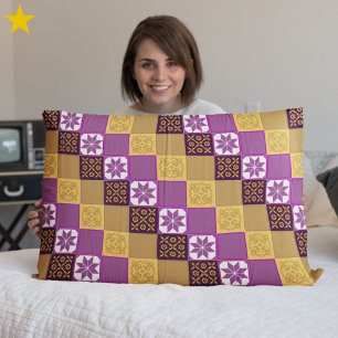 Purple Yellow White Classic European Mosaic Tiles Pillowcase