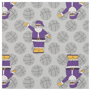 purple yellow xmas black santa claus basketball fabric