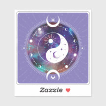 Purple Yin Yang Galaxy and Crescent Moon Sticker