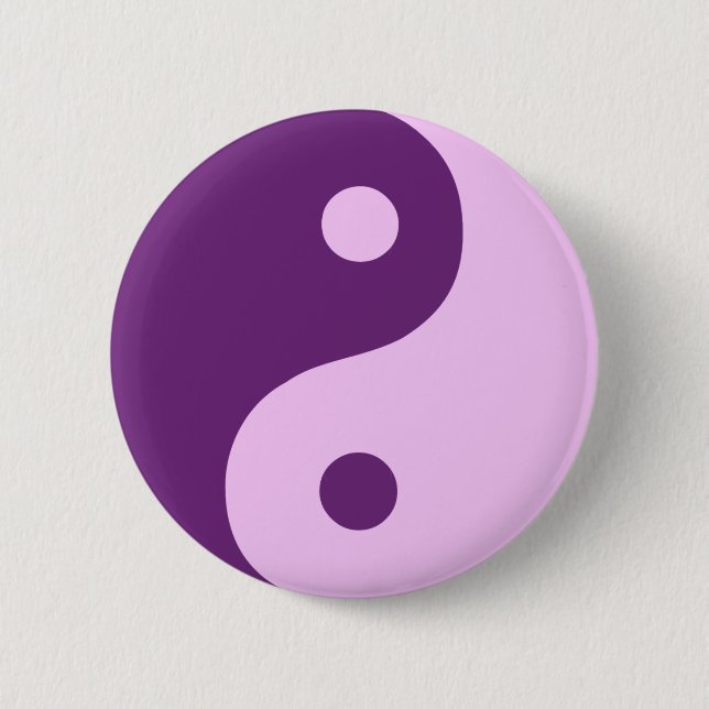Purple Yin Yang Taoist Symbol 6 Cm Round Badge (Front)