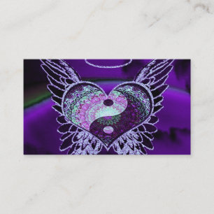 Purple Yin Yang with Mandala Heart Business Card