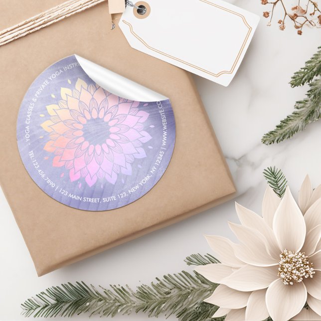 Purple Yoga Instructor Rose Gold Mandala Classic Round Sticker (Creator Uploaded)