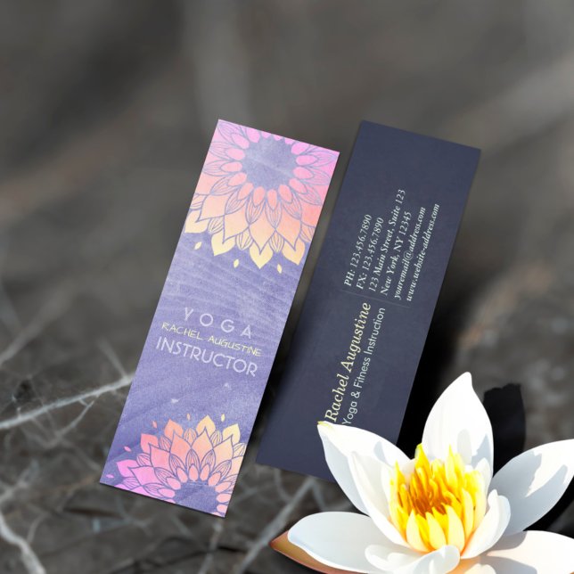 Purple Yoga Instructor Rose Gold Mandala Mini Business Card (Creator Uploaded)