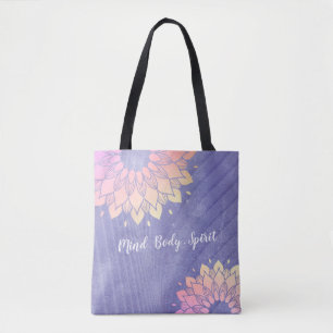 Purple Yoga Instructor Rose Gold Mandala Tote Bag