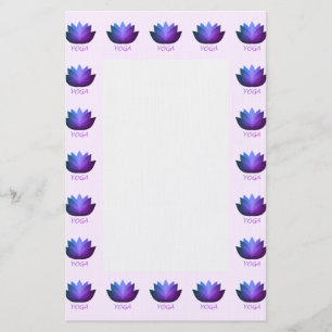Purple Yoga Lotus Flower Stationery
