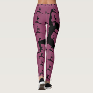 Purple Yoga Pose Silhouette Leggings