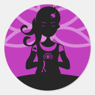 Purple Yoga Silhouette Sticker